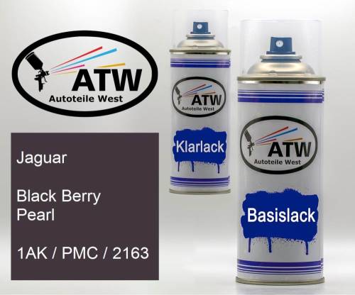 Jaguar, Black Berry Pearl, 1AK / PMC / 2163: 400ml Sprühdose + 400ml Klarlack - Set, von ATW Autoteile West.